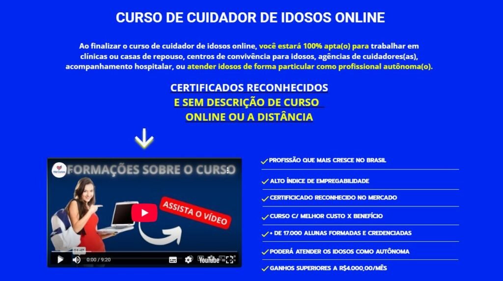 curso de cuidador de idosos